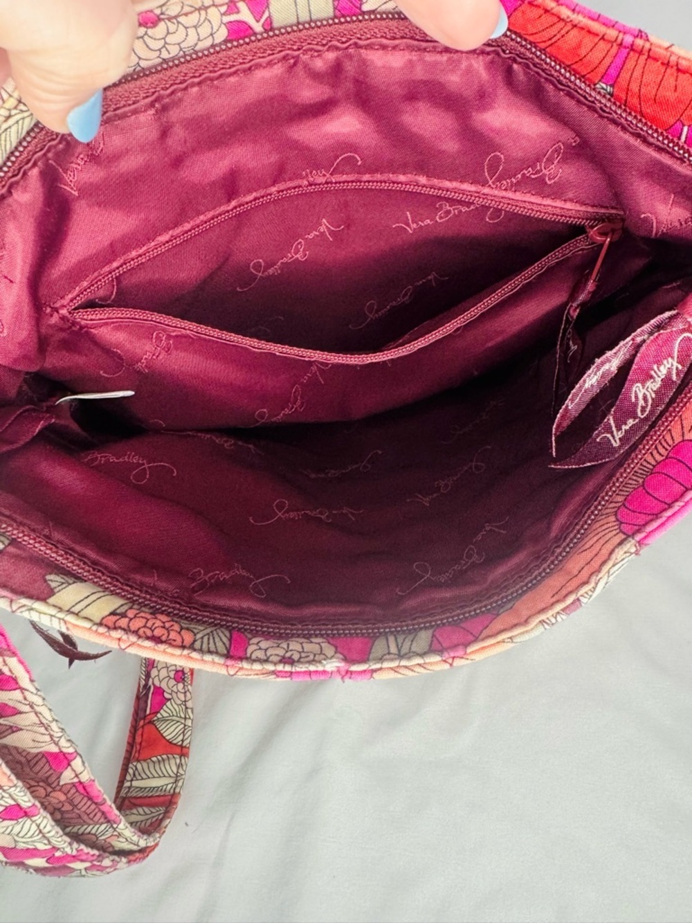 Vera Bradley Triple Zip Hipster Crossbody Bohemian Blooms Retired Floral - Picture 6 of 12